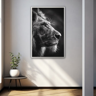 Black and White Lion Painting